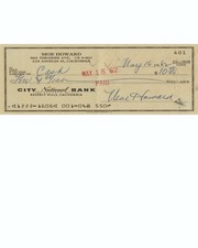 Moe Howard Reproduction Cancelled Check and 8 x 10 Photo 