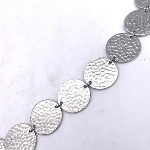 Ann Taylor Coin Long Necklace Silver Tone Lobster Closure Adjustable 36" - Picture 3 of 4