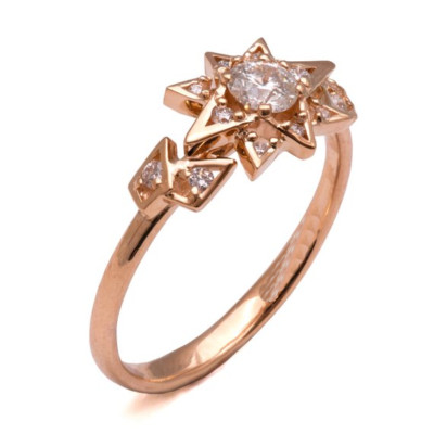 2ct Round Cut VVS1 Simulated Diamond Ring 14k Rose Gold Plated Flower Solitaire