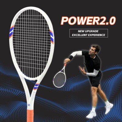 [US Local Stock] POWER 2.0 Carbon Fiber Tennis Racket - 50-60lbs, 310±10g Pro