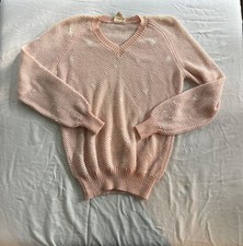 Courreges Homme Paris Made In France Sz M Knit Pink Cotton Sweater Vintage 70s