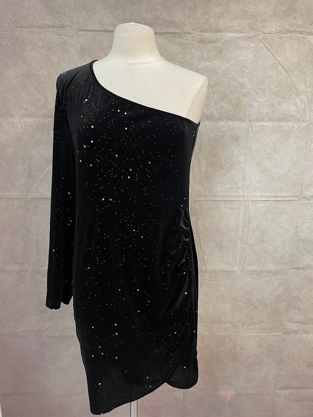 black cocktail dress curve Shein Women's One Shoulder Size 2XL The Blaire Backless Satin Plus april pre order Skirt Length:Ankle Yours Clothing