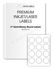 300 labels (25 sheets) 2” inch Circle Round White Glossy Finish