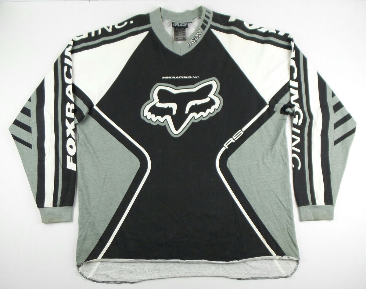 【1996年製】FOX RACING モトクロス シャツ サイズL ビンテージ Vintage FOX RS Racing Motocross Dirt Bike 100% Cotton Jersey