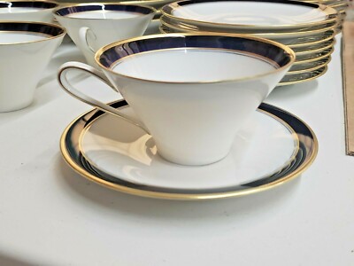 CM Hutschenreuther Gold & Cobalt Porcelain Cup and Saucer Royal Dover 