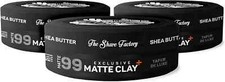 3X The Shave Factory Exclusive Matte Clay 99 Wax Taper De Lux Shea Butter 150ml