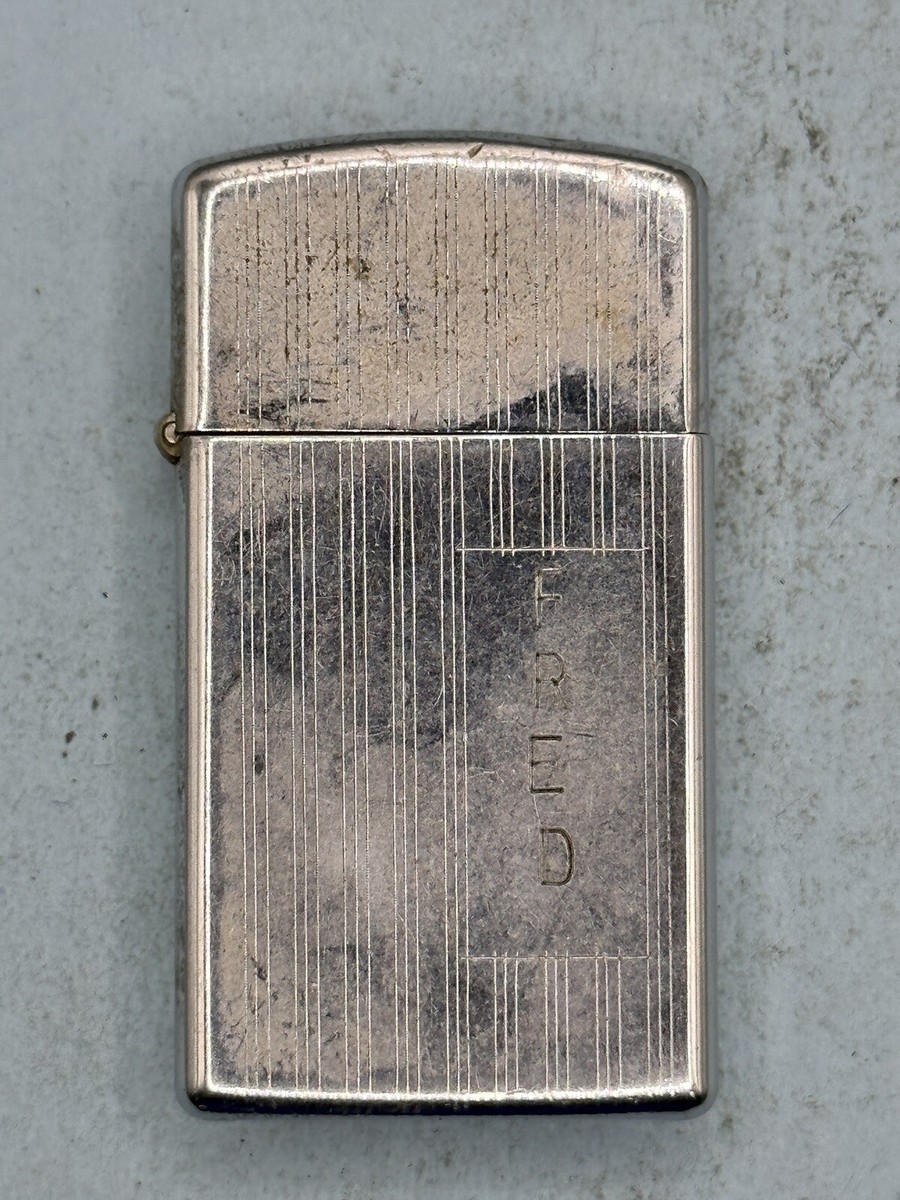 zippo 1979  ジッポー Vintage 1979 Vertical Lined High Polish Chrome Slim Zippo