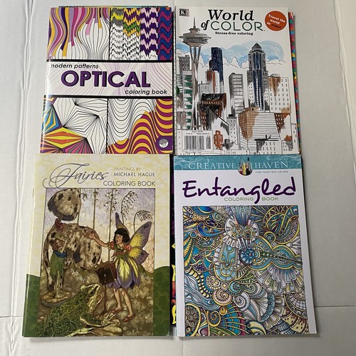 Coloring Books LOT of 10 Fantasy Fairy Landscape World Doodling Ecolight Kids - Imagen 2 de 5