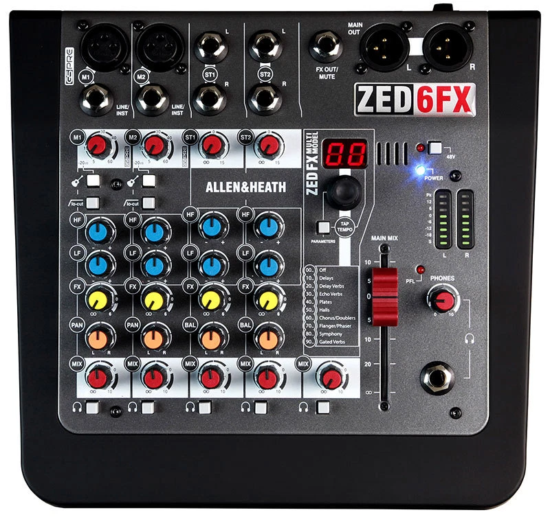 Allen & Heath ZED-6FX Compact 6 Input Mixer With Effects & 48V Phantom Power - Image 2 of 4