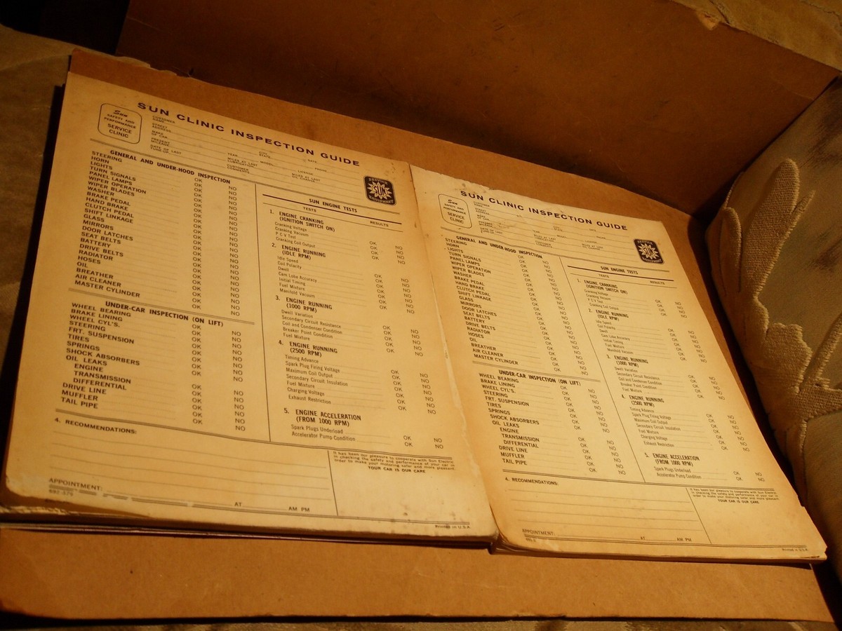 SUNAUTO '90 CAR GUIDANCE カタログ LOT OF 90 SUN AUTOMOTIVE MOTOR SUN CLINIC INSPECTION GUIDE CHARTS