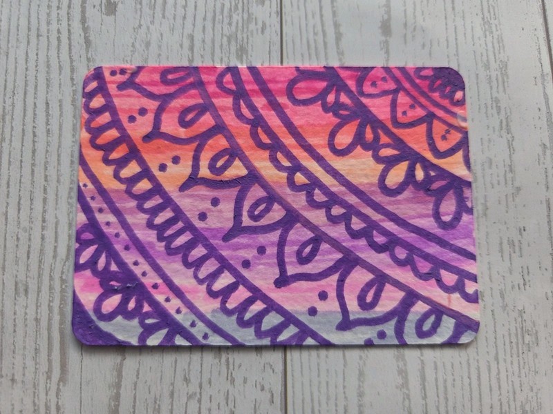 ACEO Original Mixed Media Art Miniature - Purple Mandala - by Nicole Cress