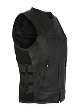 Dream Apparel Women Leather Vest with side straps Conceal Carry Motorcycle Vest