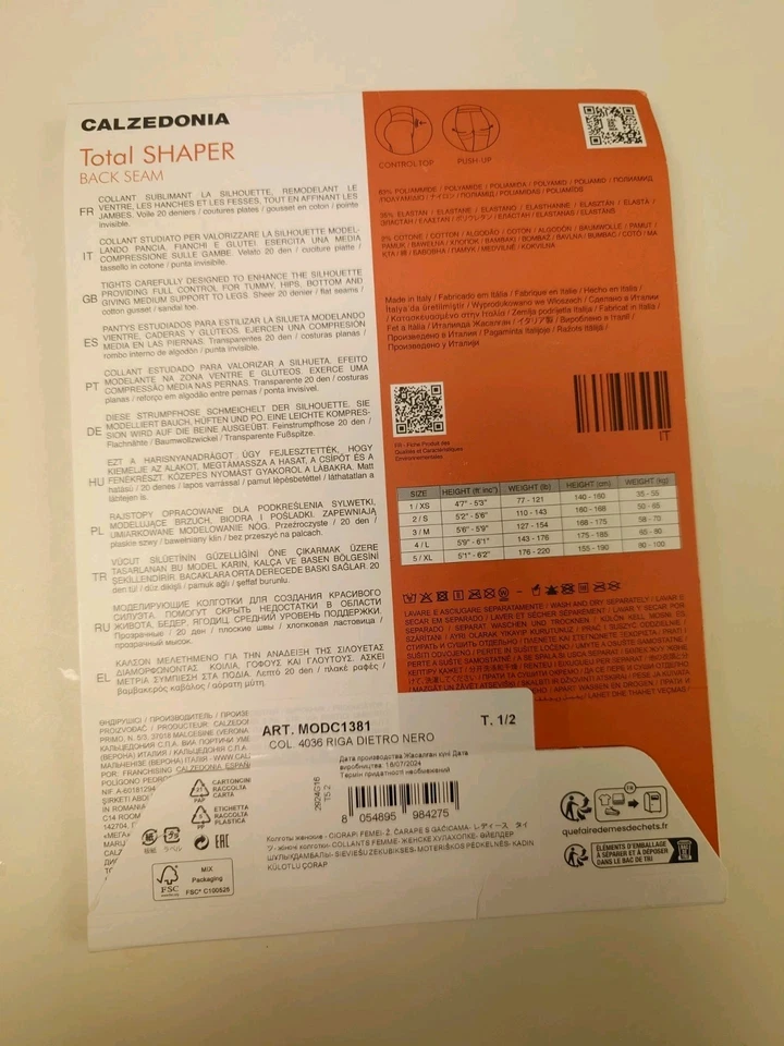 Nuevo en Paquete Negro Costura Trasera CALZEDONIA 20 Denier Total Shaper Medias S Modeladoras Pantimedias Foto 4 de 4
