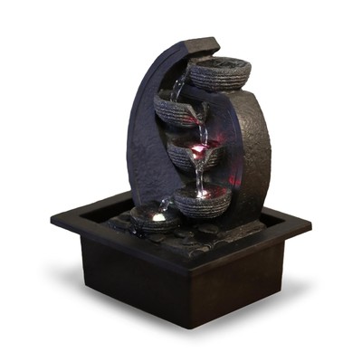 Zen'Light - Indoor Brunnen Wasserfall V2 4 Ebenen im Glas Steinoptik N...