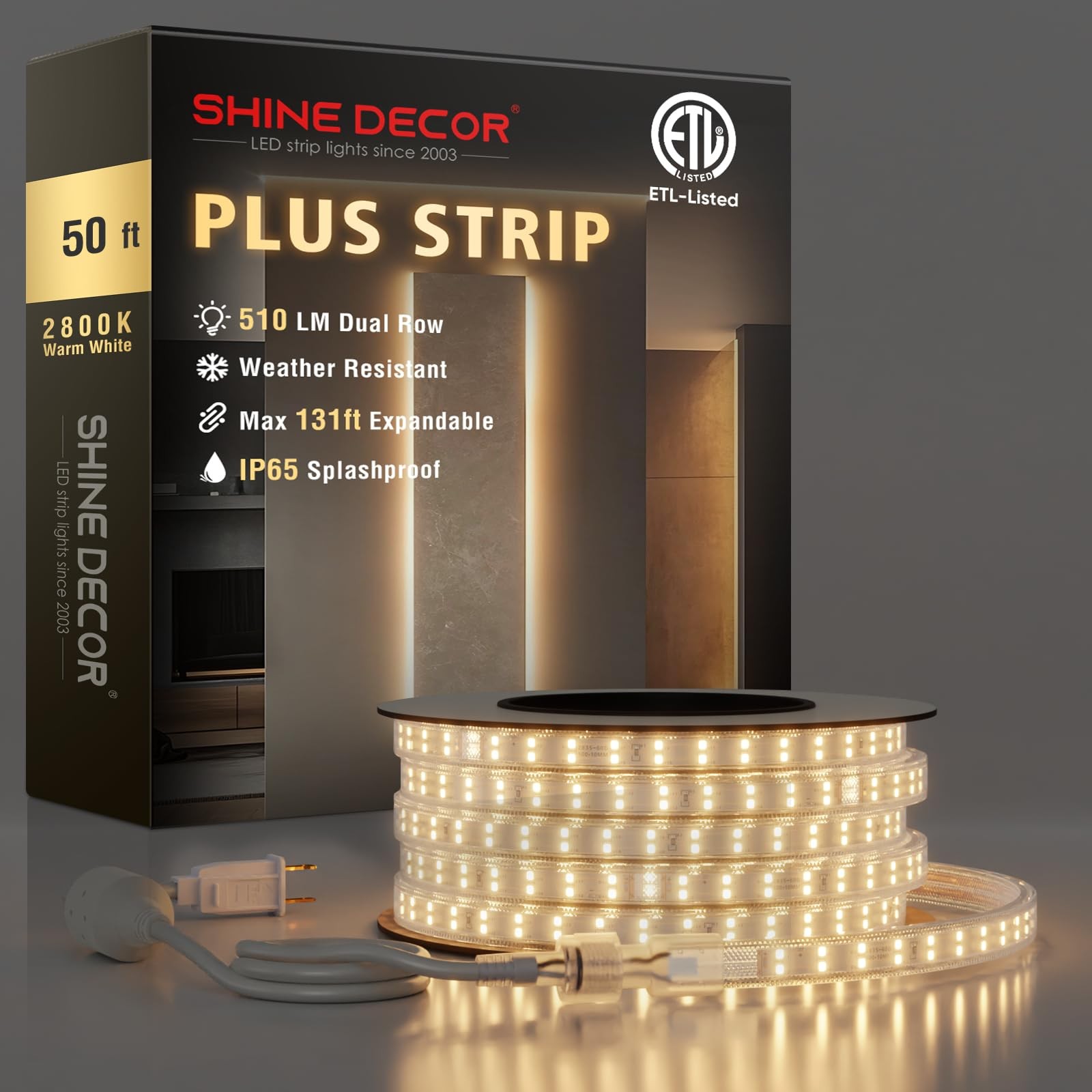 Bright 120V LED Strip Lights - Connectable Double Row Rope Light, ETL Certified