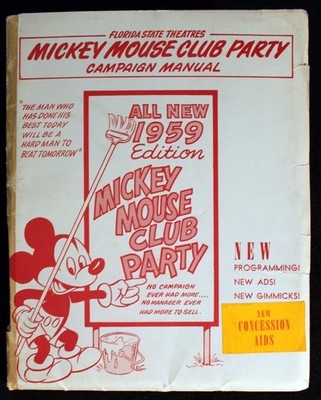 Mickey Mouse Club 1959 Theater Owners Manual Florida State Theatres Walt Disney