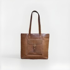 G.H. Bass Co Vintage Brown Genuine Leather Large Tote Distressed Outside Pocket