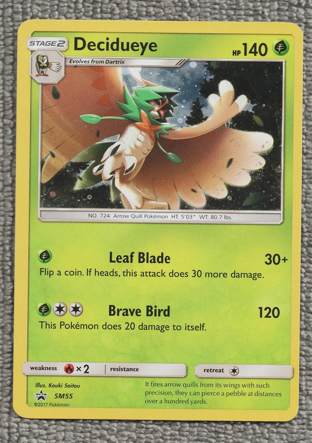 Decidueye - SM55 Holo Promo Sun & Moon Promo Pokemon Near Mint
