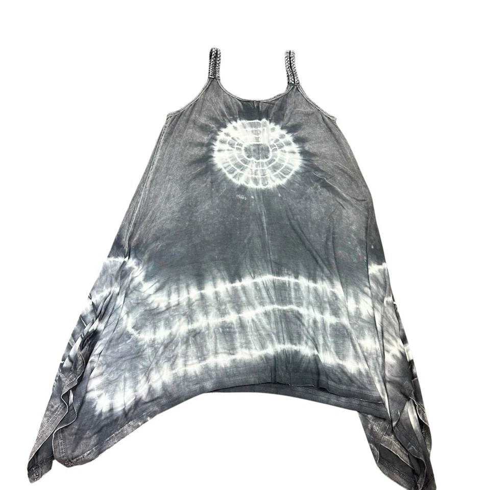 VESTIDO TÚNICA MUJER BOUTIQUE INDIA OS TALLA ÚNICA GRIS TIE DYE HIPPIE FESTIVAL PLAYA Foto 4 de 4