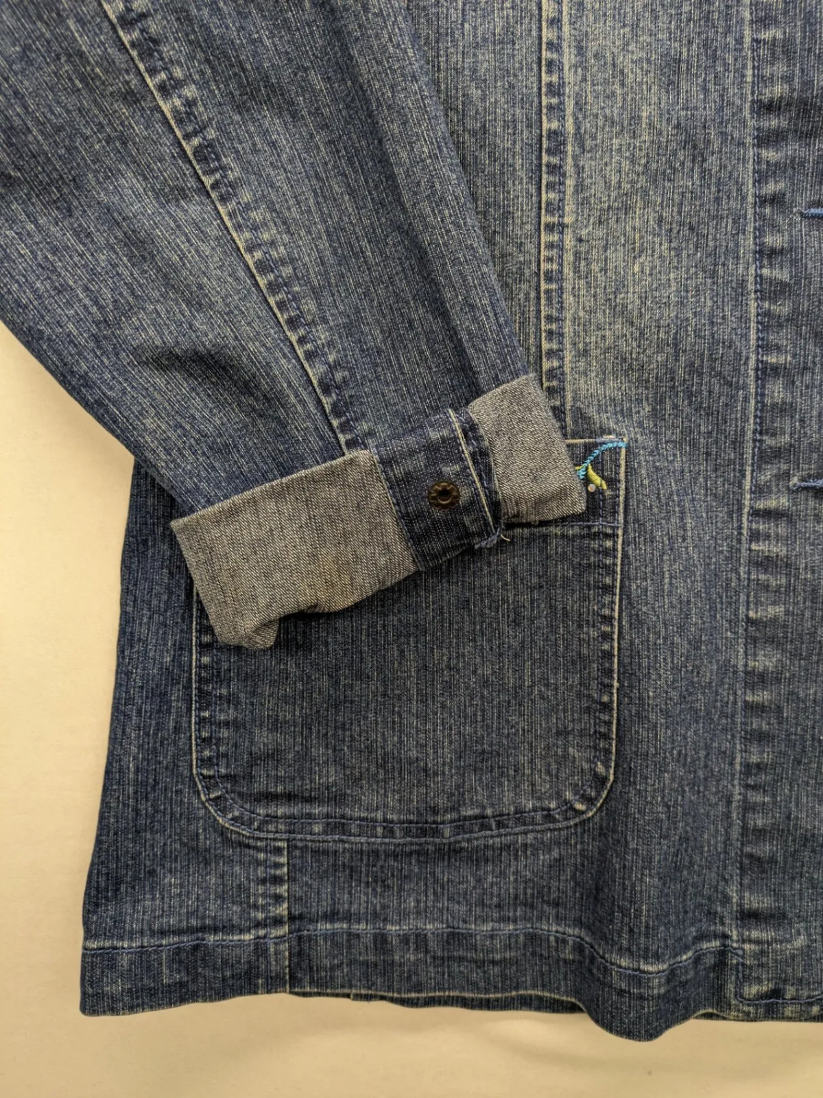 Zala Damen Jeansjacke Gr L Blau Blazer mit Stickerei Baumwolle Stretch image 7