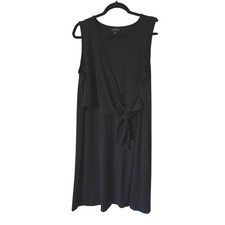J. Jill Wearever Black Sleeveless Faux Wrap Side Tie Knotted Jersey Dress Large