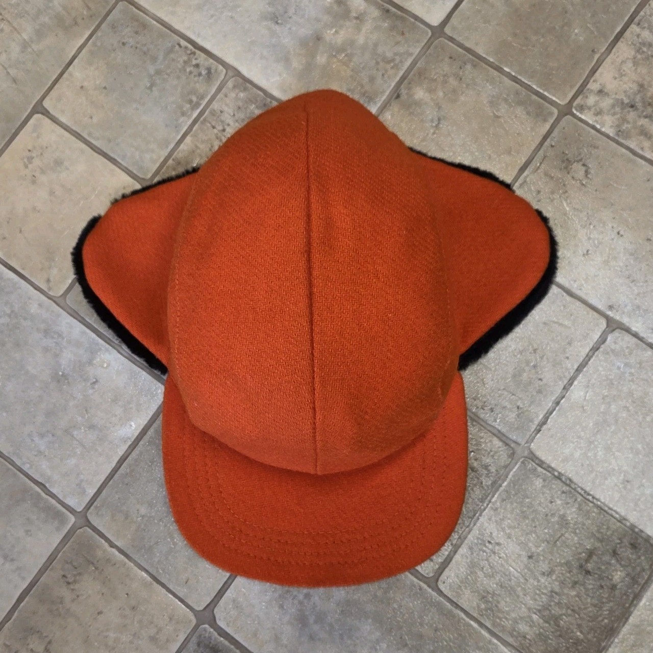Vintage Pendleton Wool Trapper Hat Solid Orange S… - image 3