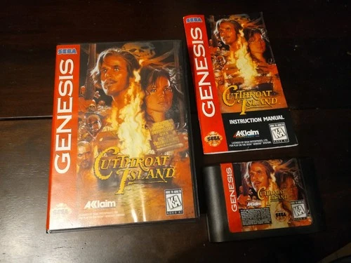 Cutthroat Island (Sega Genesis, 1995) CIB Complete in Box w/ Manual, Tested!