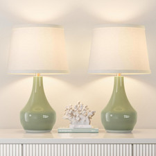 Modern Green Table Lamps Set of 2 - Bedside Lamps for Night Stands, 19.4" Bedroo