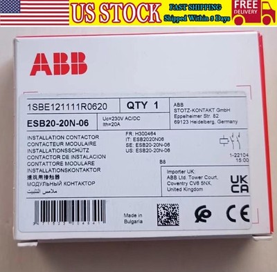 1pc ABB ESB20-20N-06 Installation Contactor 230V AC/DC 1SBE121111R0620