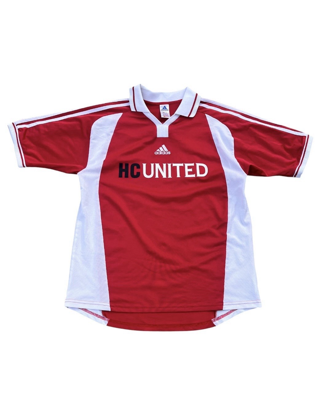 VTG Adidas HCunited soccer jersey L red and white Y2K Blokecore for men