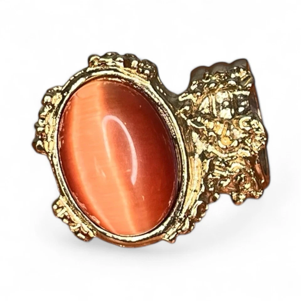 Yves Saint Laurent Arty Ovale Ring – Burnt Orange Cat’s Eye Stone - Pilati Era - Image 2 of 4