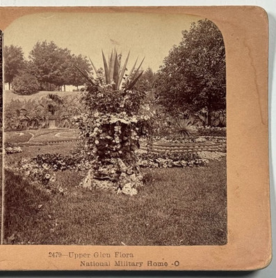 Upper Glen Flora Gardens at the National Military Home Vintage Stereoview Card