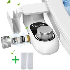 Bidet Fresh Water Spray Kit Non Electric Toilet Seat Attachment with Dual Nozzle