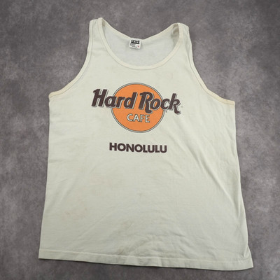 Anvil Hard Rock Cafe Honolulu Vintage White Tank Top Men's L USA