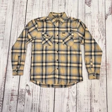 Dixxon Delmo Prescott Flannel Men’s M Khaki Gray Plaid D-Tech Truck Workwear L/S