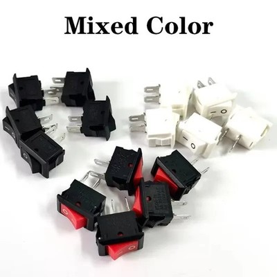 15pcs Mini Rocker Switch SPST On/Off 2 Pin AC 250V Red Black