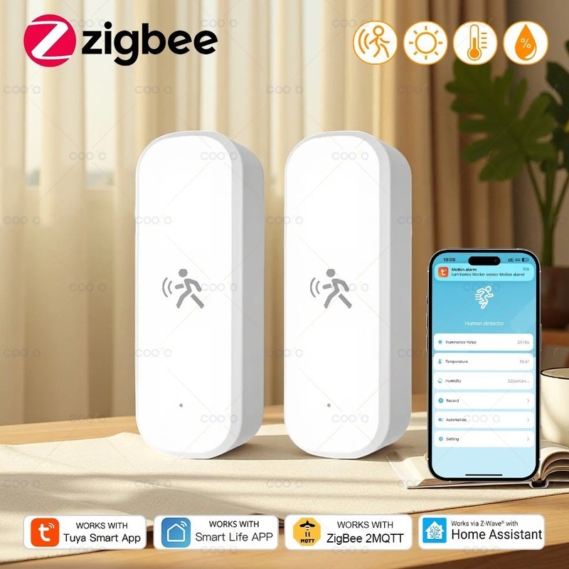 PIR Motion Sensor Tuya Smart Life Mmwave  Humidity Temperature Light Detector UK