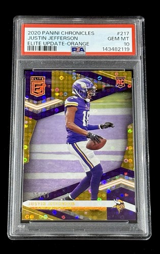 Justin Jefferson 2020 Chronicles Elite Orange Prizm #’d/49 RC PSA 10 GEM MINT