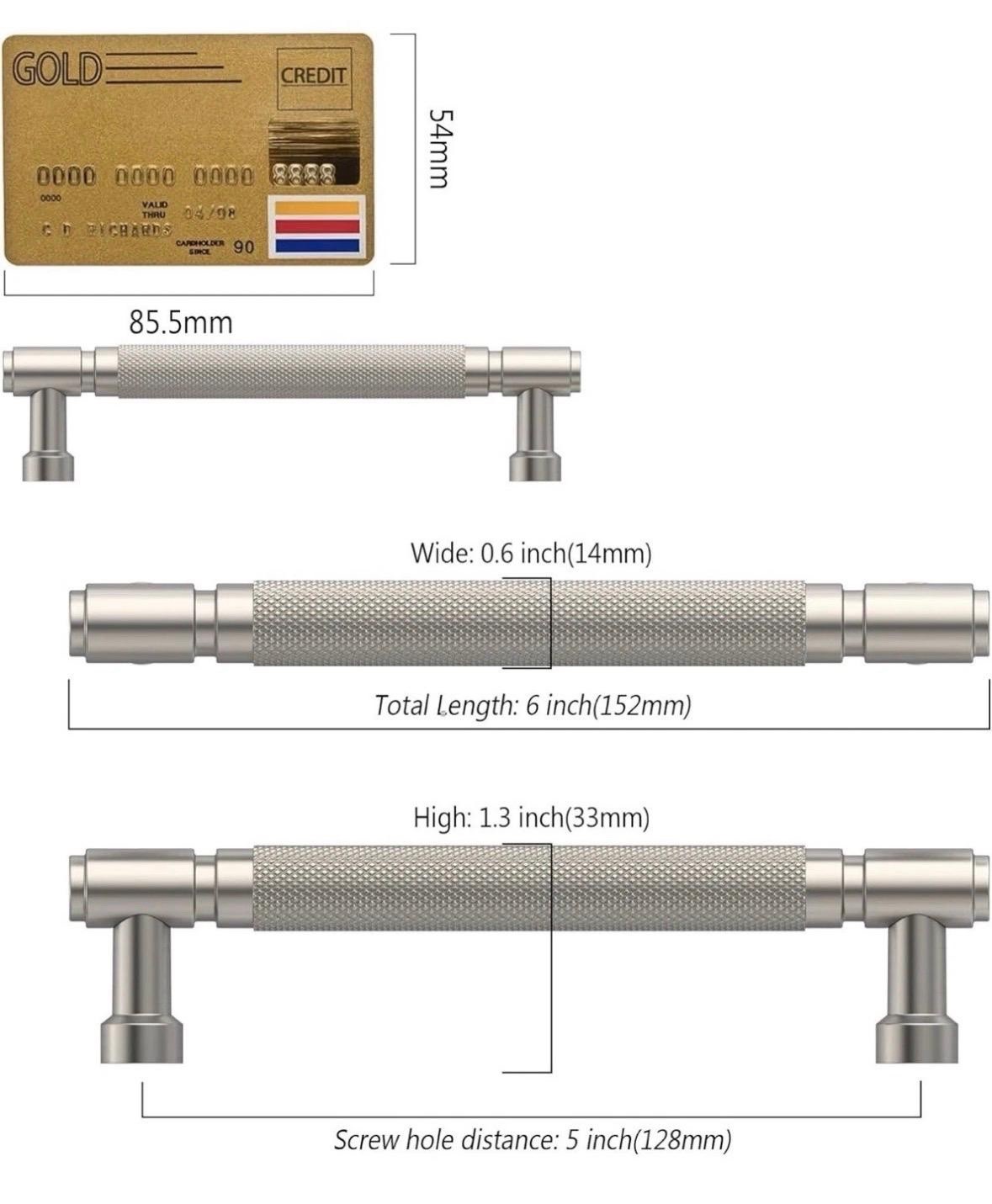 Kitchen Cupboard Handles 128mm Brushed Satin Nickel Drawer Wardrobe Cabinet Pull