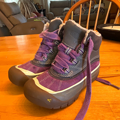 KEEN Girls Purple/Gray Lace-Up Ankle Boots Round Toe Rubber Sole US 9