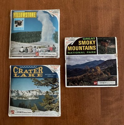 70s National Parks 3 Sets View Master New Yellowstone & Crater Lake, Smokey pre-