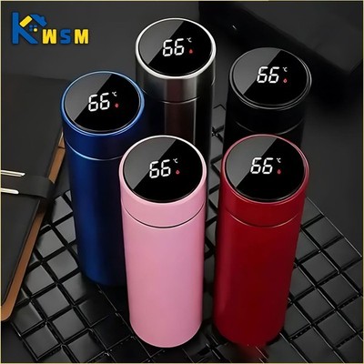 Smart LED Thermos Vacuum Insulated Water Bottle Stainless Steel Travel Flask 500