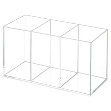 Clear Acrylic 3-Section Pen Organizer Caddy, Desktop Storage Holder for Offic...