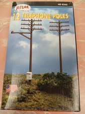 12 TELEPHONE POLES HO SCALE ATLAS LAYOUT DIORAMA 775 Miniature Wargaming NEW