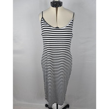 Shein Dress Women's 3XL Black White Stripe Spaghetti Straps Fit & Flare Midi