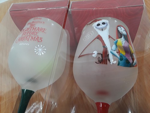 Tim Burton's Nightmare Before Christmas Jack & Sally Glass Goblet Set. 2017. - Picture 11 of 11