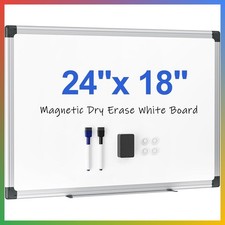 Dry Erase Board Whiteboard Magnetic Wall Planner Aluminum Frame 24x18 Inch Home