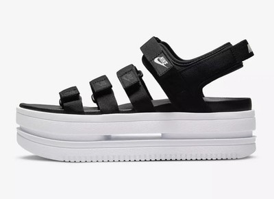 Nike Icon Classic Sandal NA Women's Sz 10 Black/White-White DH0224-001 Fast Ship