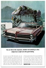 Vintage Original 1965 Pontiac Bonneville Print Ad 7in X 10in Advertisement Vintage Original 1965 Pontiac Bonneville Print Ad 7in X 10in Advertisement