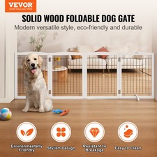 New Free Standing Dog Gate, 32" H x 96.5" W Freestanding Pet Gate, 4 Panels Fo
